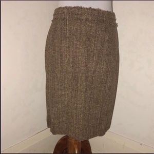 Brown and tan tweed fringe tweed pencil skirt 8